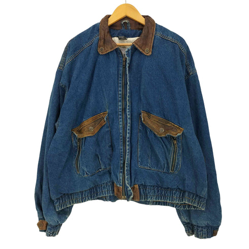 90s 刺繍タグ コットン 素材切替 デニム ブルゾン メンズ import:M